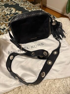 Michael Kors Black Suede and Leather Crossbody